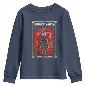 Funny Christmas Youth Sweatshirt Forget Santa I Want Krampus TS09 Navy Print Your Wear