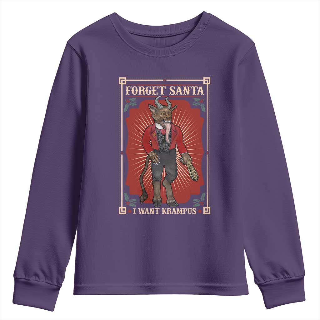 Funny Christmas Youth Sweatshirt Forget Santa I Want Krampus TS09 Purple Print Your Wear