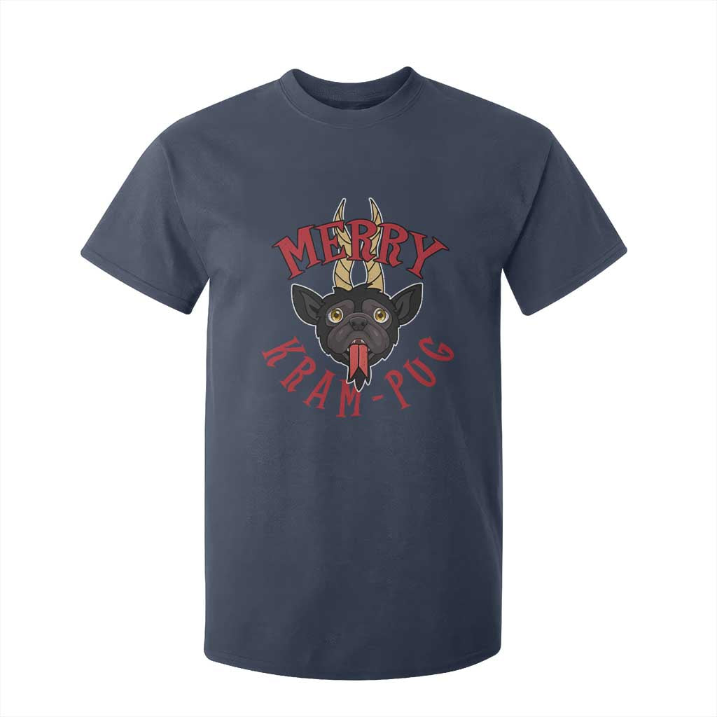 Funny Christmas Krampus Pug Dog T Shirt For Kid Merry Krampug Cute Pug Satan TS09 Navy Print Your Wear