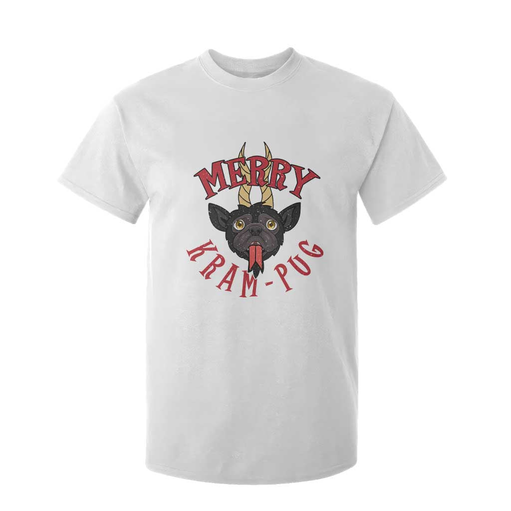 Funny Christmas Krampus Pug Dog T Shirt For Kid Merry Krampug Cute Pug Satan TS09 White Print Your Wear