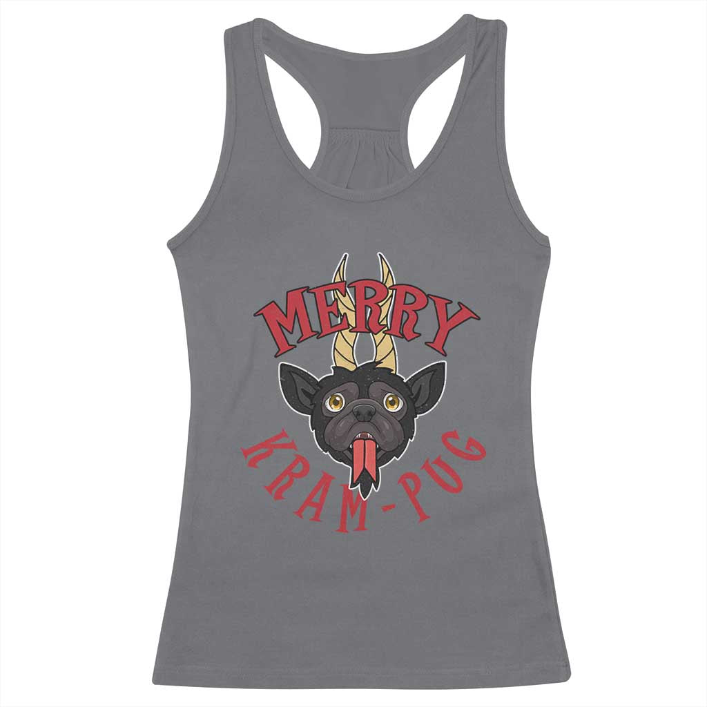 Funny Christmas Krampus Pug Dog Racerback Tank Top Merry Krampug Cute Pug Satan TS09 Charcoal Print Your Wear