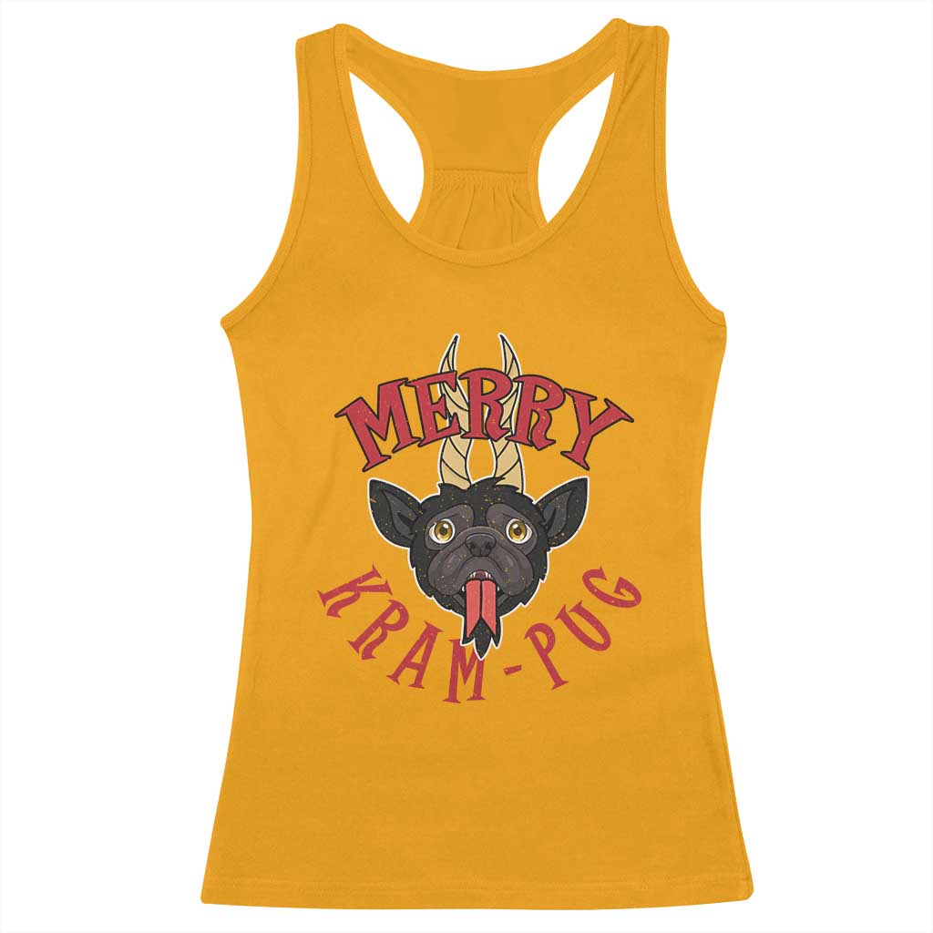 Funny Christmas Krampus Pug Dog Racerback Tank Top Merry Krampug Cute Pug Satan TS09 Gold Print Your Wear