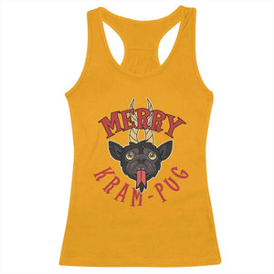 Funny Christmas Krampus Pug Dog Racerback Tank Top Merry Krampug Cute Pug Satan TS09 Gold Print Your Wear