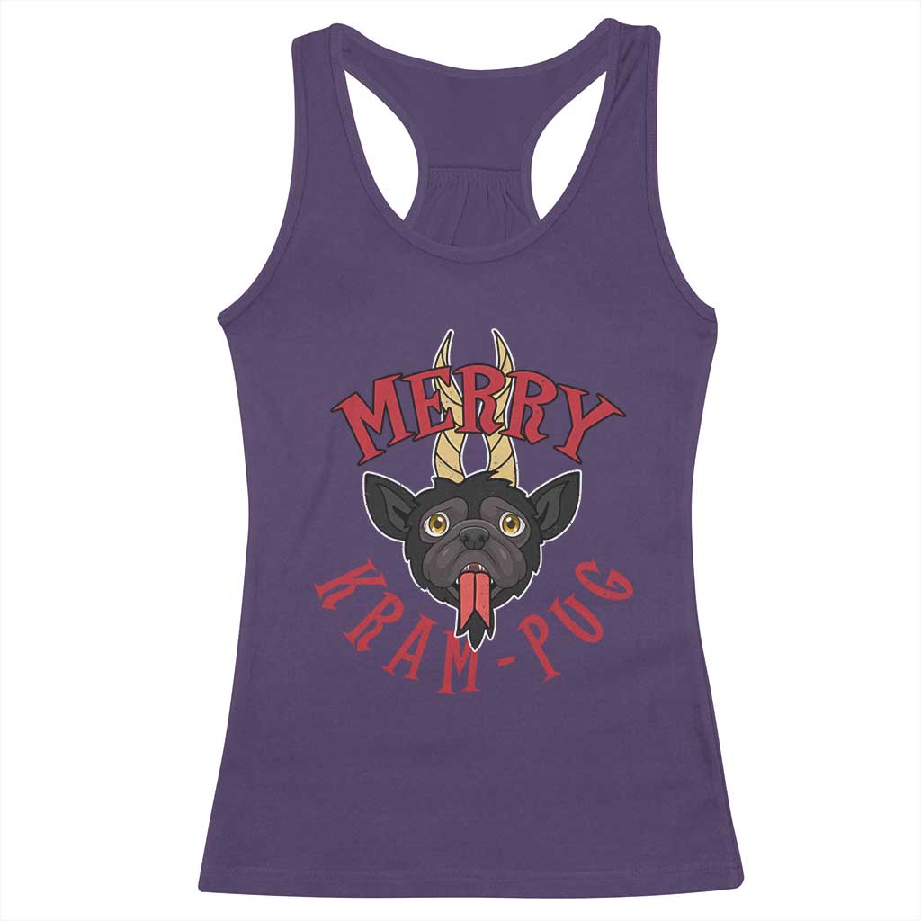 Funny Christmas Krampus Pug Dog Racerback Tank Top Merry Krampug Cute Pug Satan TS09 Purple Print Your Wear