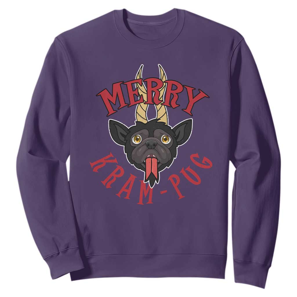 Funny Christmas Krampus Pug Dog Sweatshirt Merry Krampug Cute Pug Satan TS09 Purple Print Your Wear