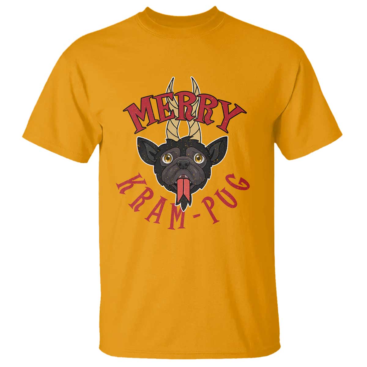 Funny Christmas Krampus Pug Dog T Shirt Merry Krampug Cute Pug Satan TS09 Gold Print Your Wear