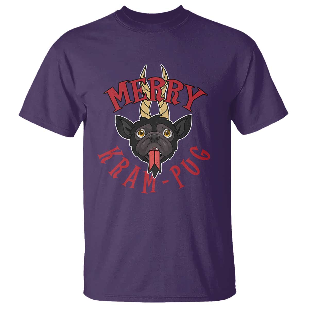 Funny Christmas Krampus Pug Dog T Shirt Merry Krampug Cute Pug Satan TS09 Purple Print Your Wear