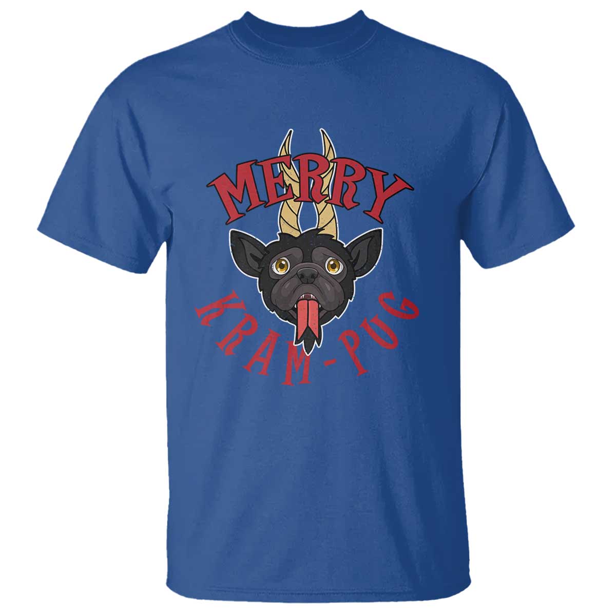 Funny Christmas Krampus Pug Dog T Shirt Merry Krampug Cute Pug Satan TS09 Royal Blue Print Your Wear