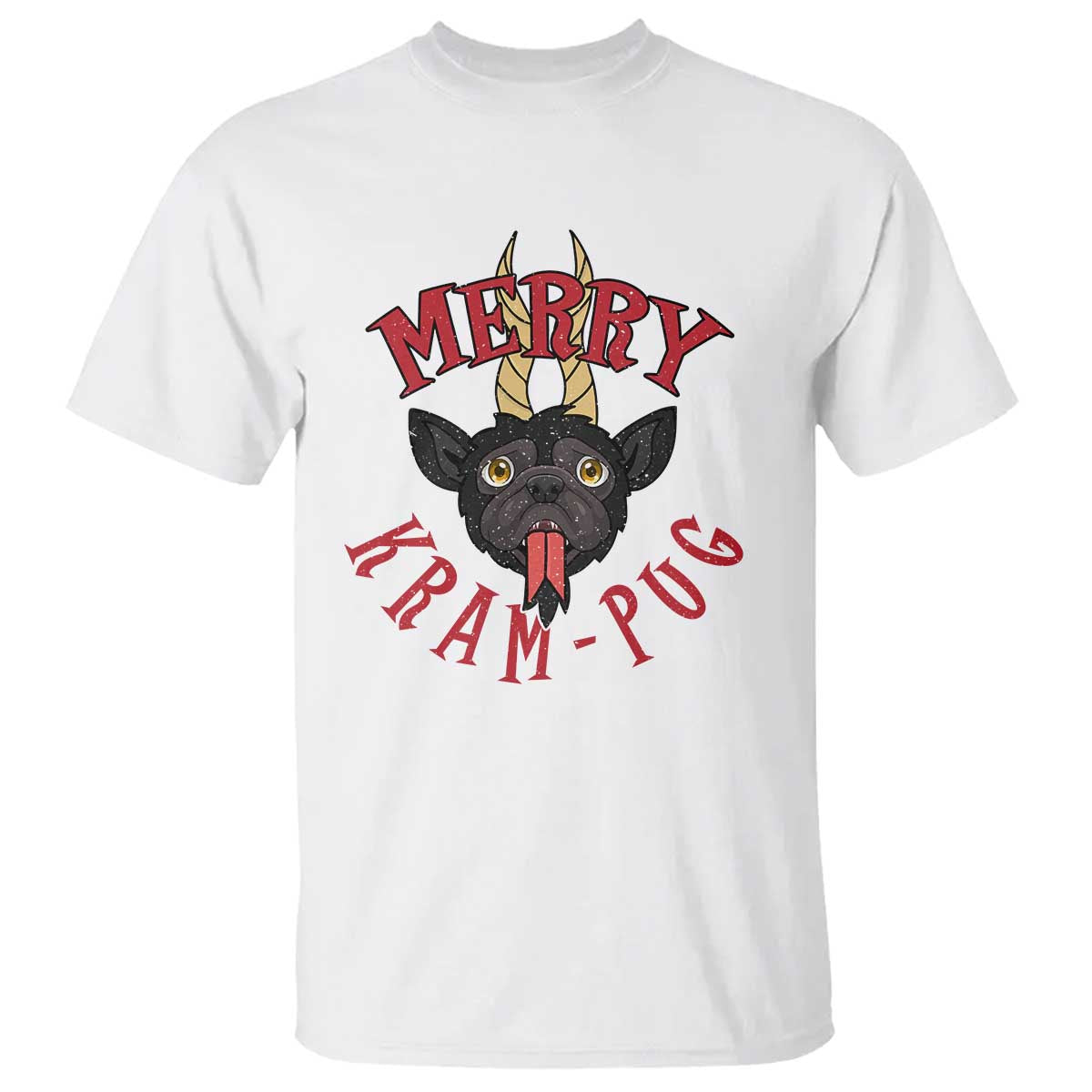 Funny Christmas Krampus Pug Dog T Shirt Merry Krampug Cute Pug Satan TS09 White Print Your Wear