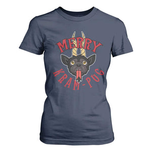 Funny Christmas Krampus Pug Dog T Shirt For Women Merry Krampug Cute Pug Satan TS09 Navy Print Your Wear