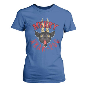 Funny Christmas Krampus Pug Dog T Shirt For Women Merry Krampug Cute Pug Satan TS09 Royal Blue Print Your Wear