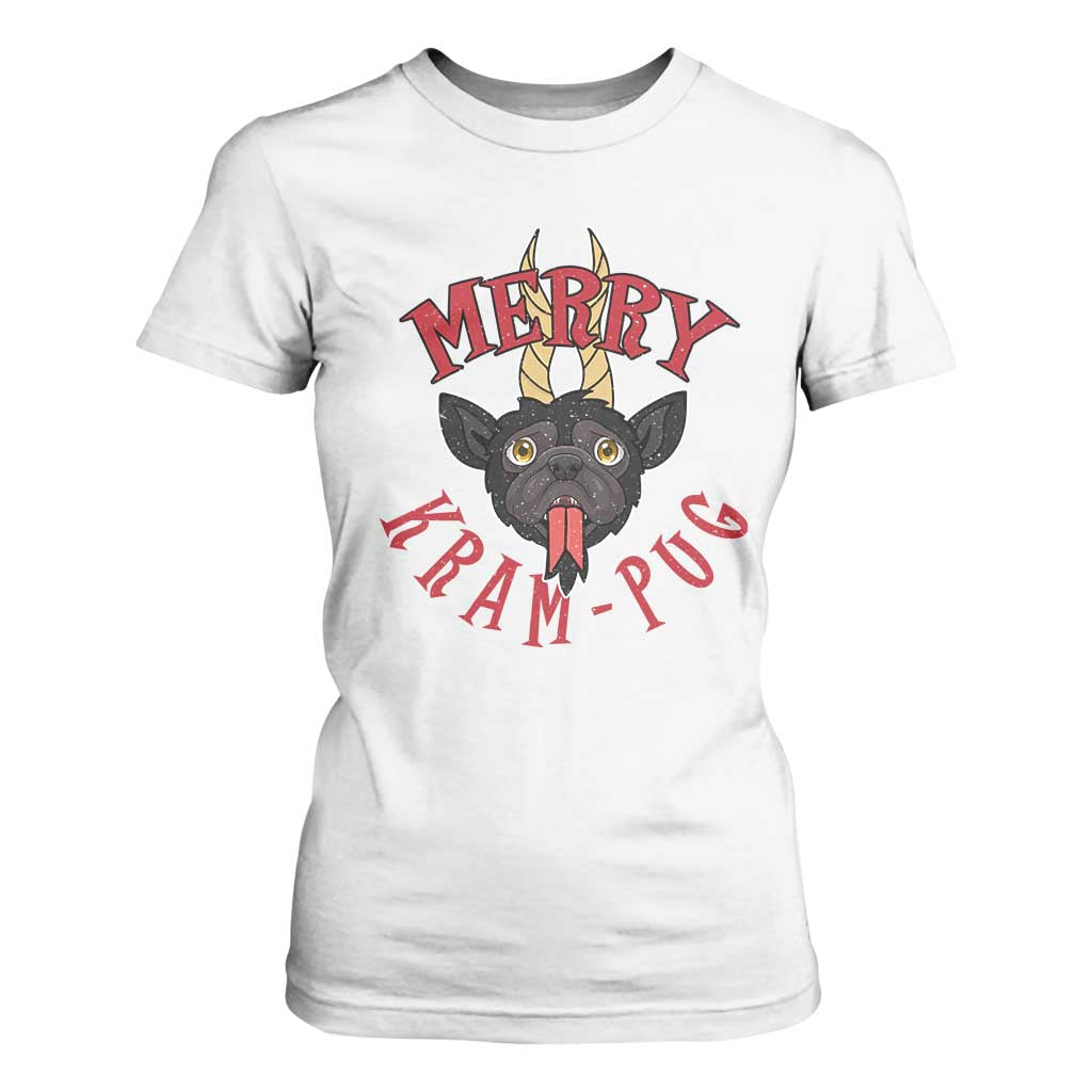 Funny Christmas Krampus Pug Dog T Shirt For Women Merry Krampug Cute Pug Satan TS09 White Print Your Wear