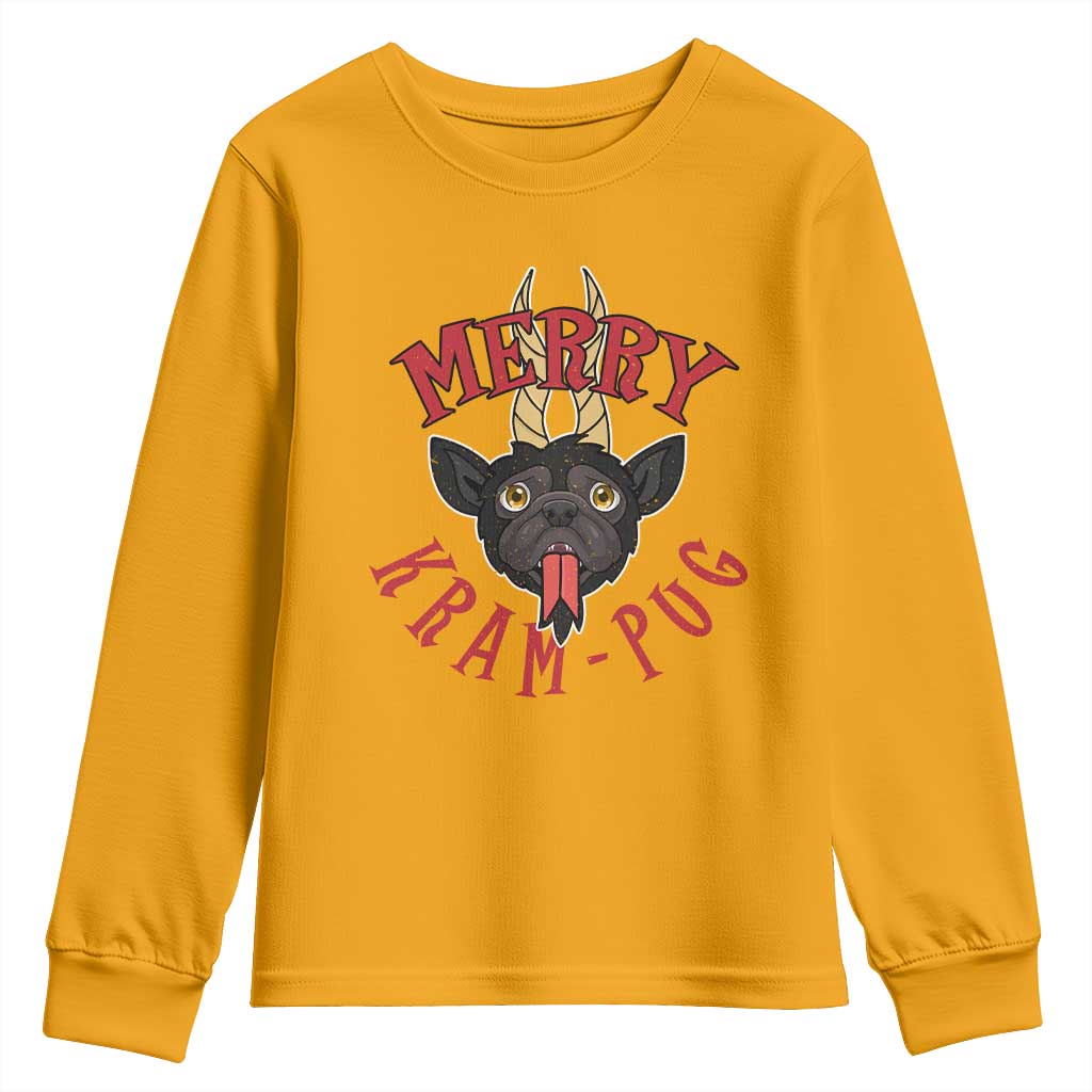 Funny Christmas Krampus Pug Dog Youth Sweatshirt Merry Krampug Cute Pug Satan TS09 Gold Print Your Wear