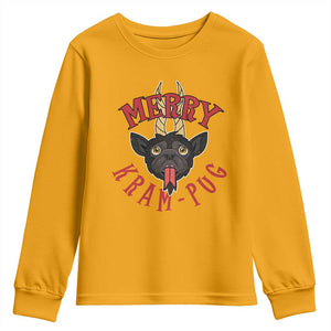Funny Christmas Krampus Pug Dog Youth Sweatshirt Merry Krampug Cute Pug Satan TS09 Gold Print Your Wear