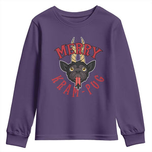 Funny Christmas Krampus Pug Dog Youth Sweatshirt Merry Krampug Cute Pug Satan TS09 Purple Print Your Wear