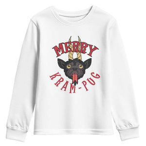 Funny Christmas Krampus Pug Dog Youth Sweatshirt Merry Krampug Cute Pug Satan TS09 White Print Your Wear