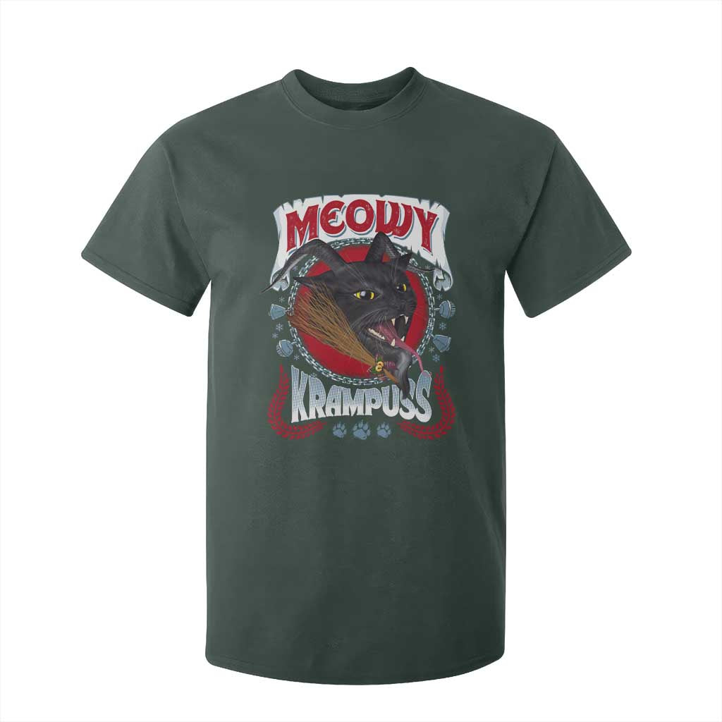 Christmas Krampus Cat T Shirt For Kid Meowy Krampuss Black Cat TS09 Dark Forest Green Print Your Wear