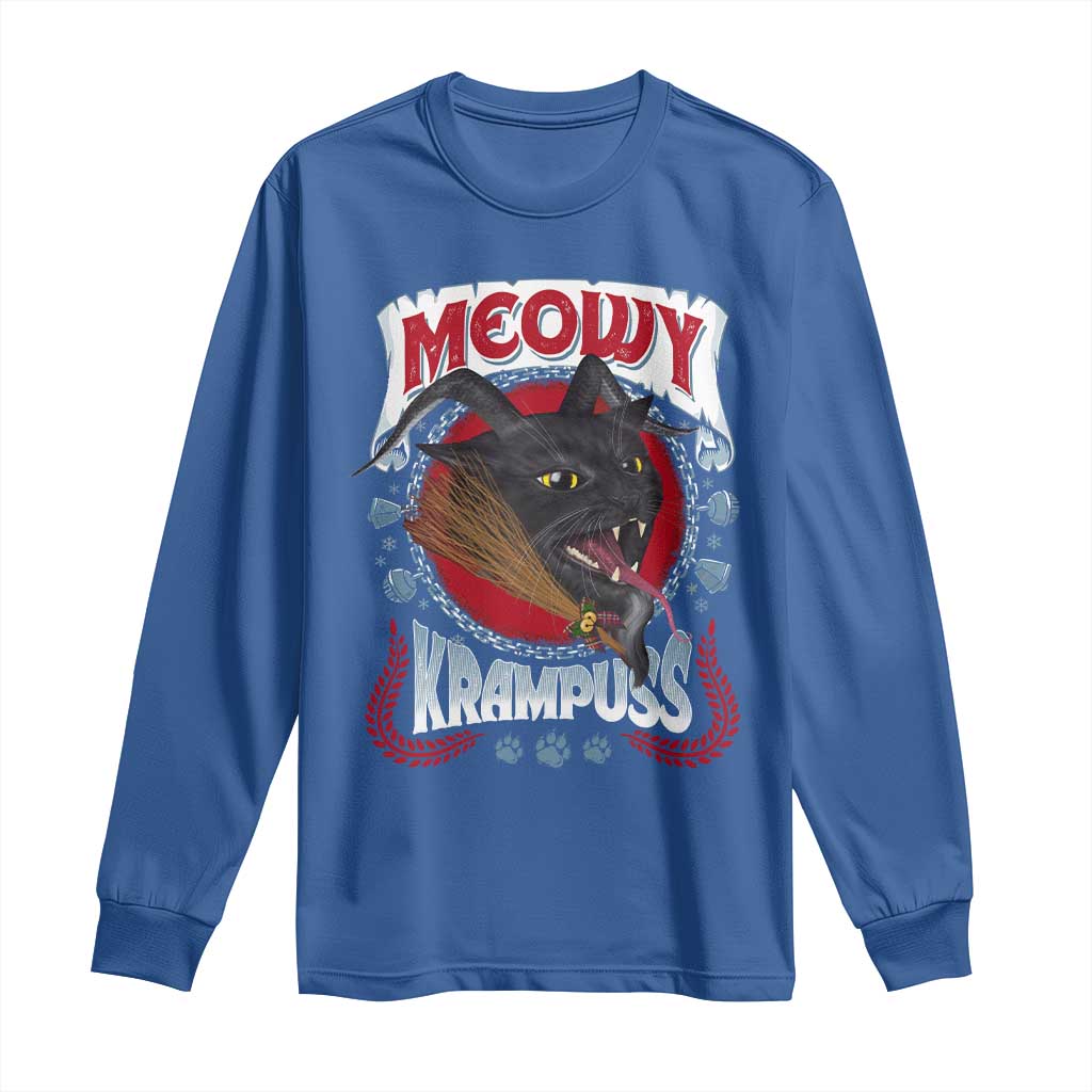 Christmas Krampus Cat Long Sleeve Shirt Meowy Krampuss Black Cat TS09 Royal Blue Print Your Wear