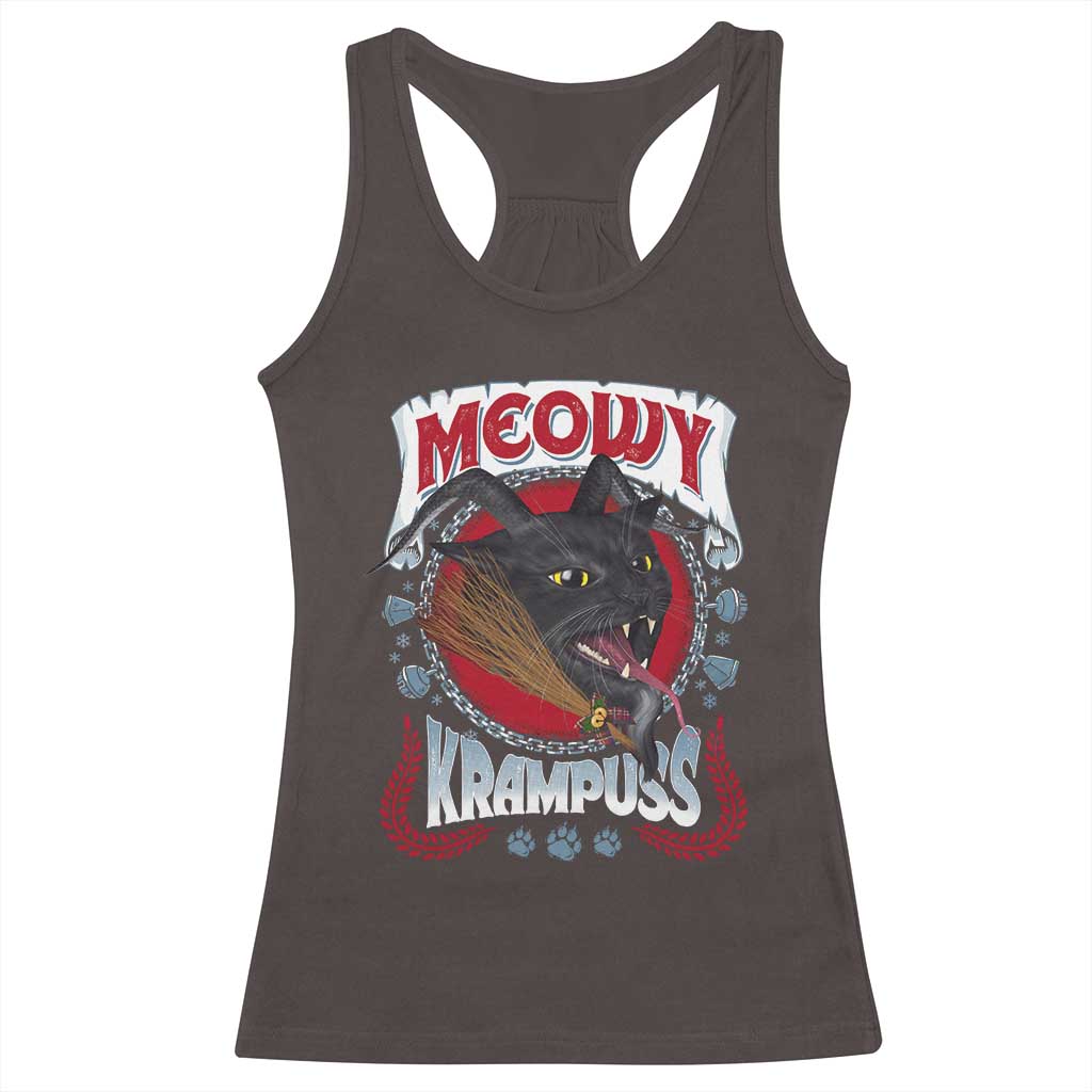 Christmas Krampus Cat Racerback Tank Top Meowy Krampuss Black Cat TS09 Dark Chocolate Print Your Wear