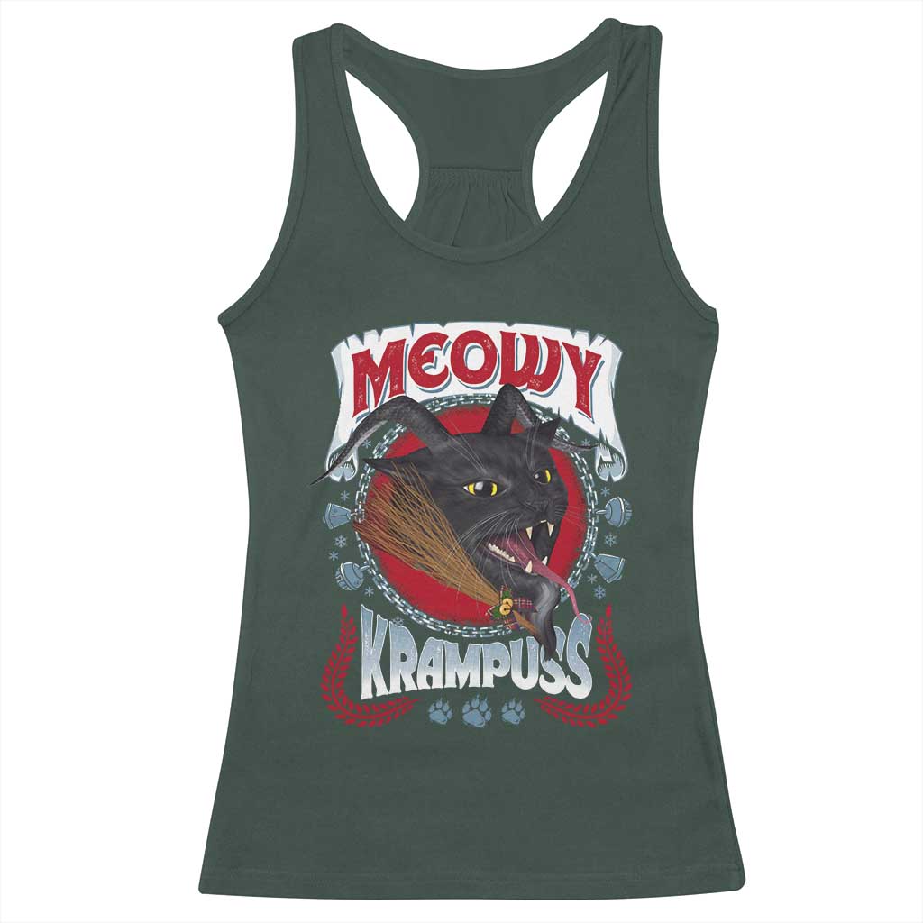 Christmas Krampus Cat Racerback Tank Top Meowy Krampuss Black Cat TS09 Dark Forest Green Print Your Wear