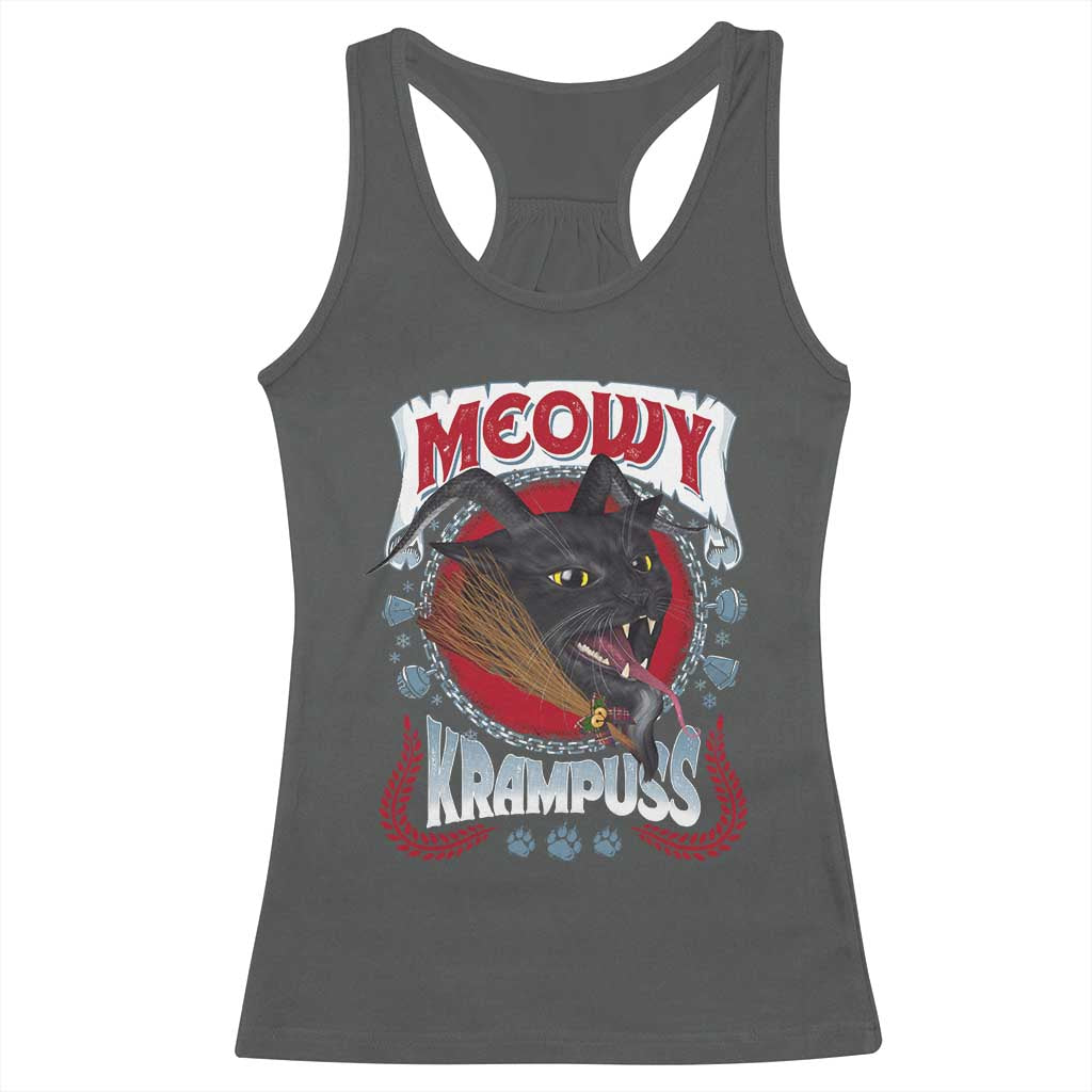 Christmas Krampus Cat Racerback Tank Top Meowy Krampuss Black Cat TS09 Dark Heather Print Your Wear