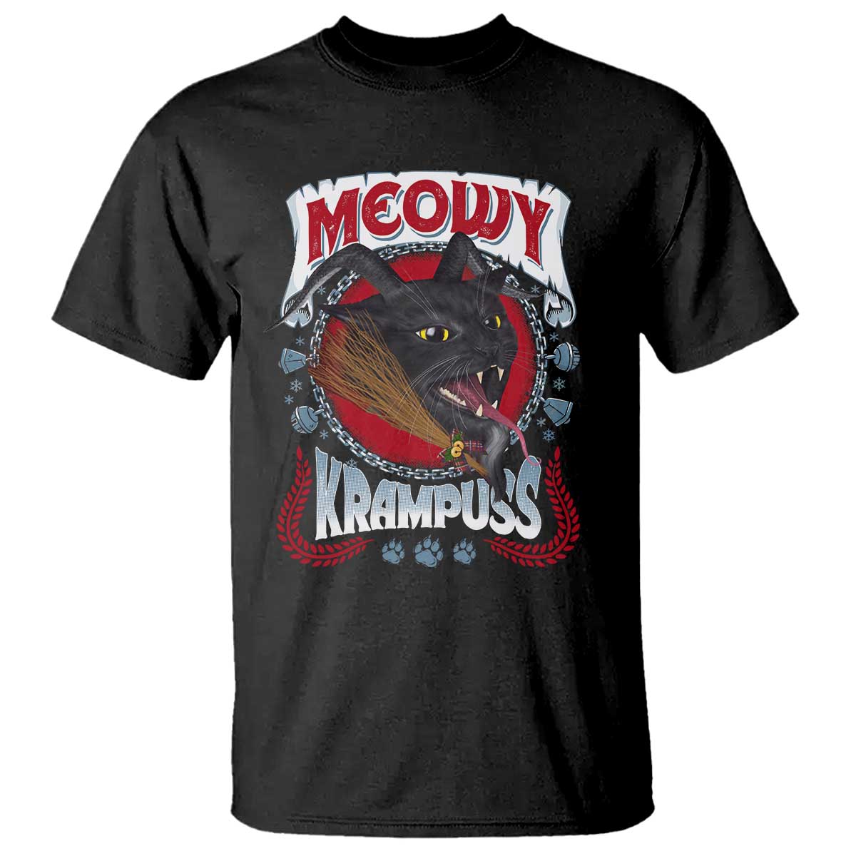 Christmas Krampus Cat T Shirt Meowy Krampuss Black Cat TS09 Black Print Your Wear