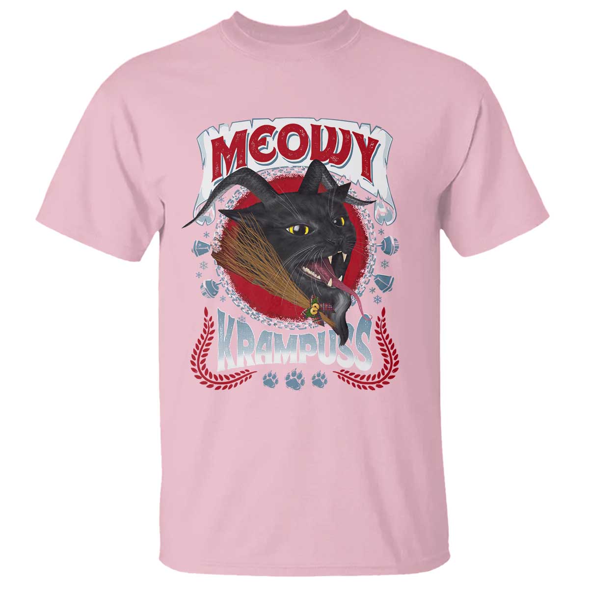 Christmas Krampus Cat T Shirt Meowy Krampuss Black Cat TS09 Light Pink Print Your Wear