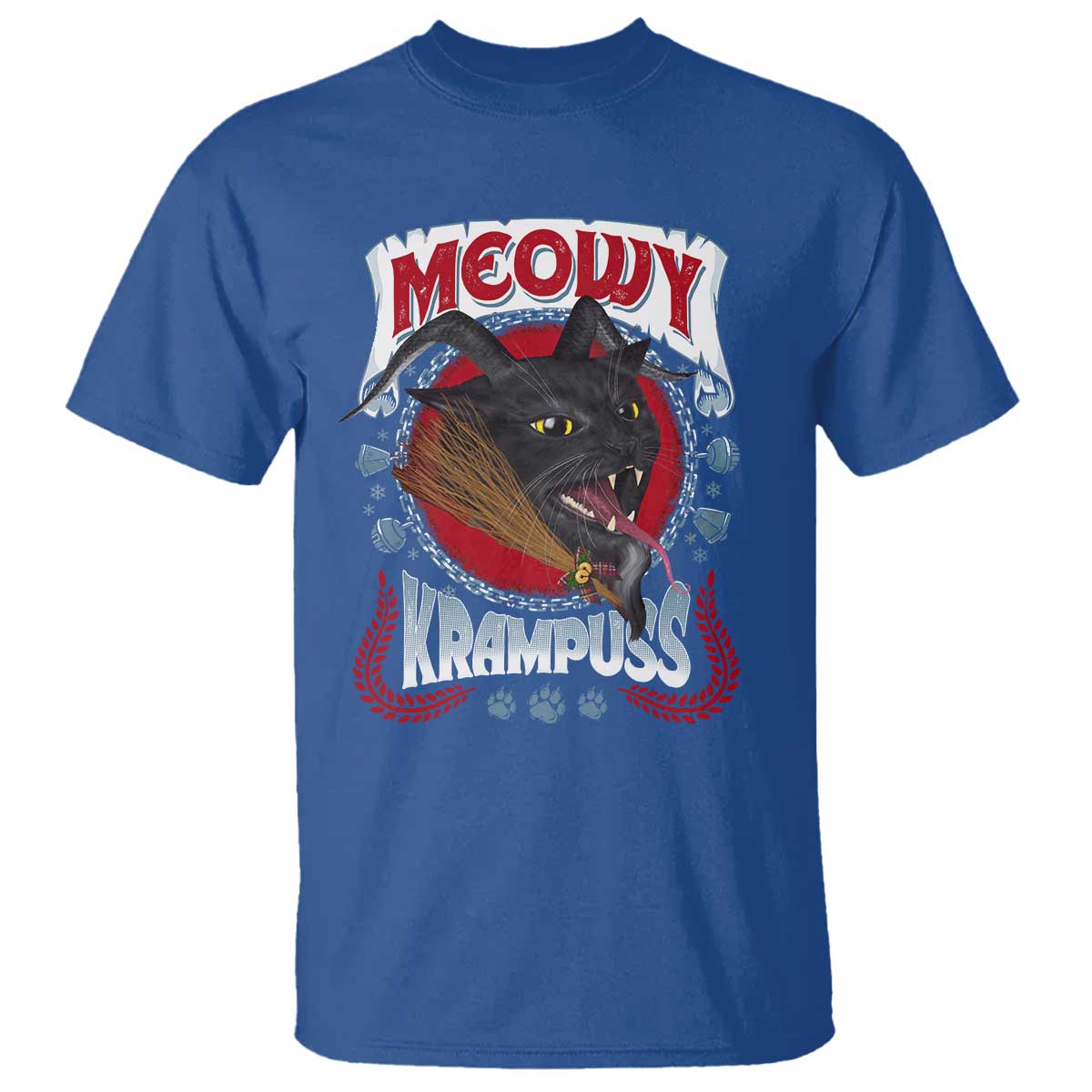 Christmas Krampus Cat T Shirt Meowy Krampuss Black Cat TS09 Royal Blue Print Your Wear