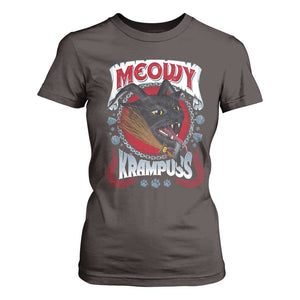 Christmas Krampus Cat T Shirt For Women Meowy Krampuss Black Cat TS09 Dark Chocolate Print Your Wear