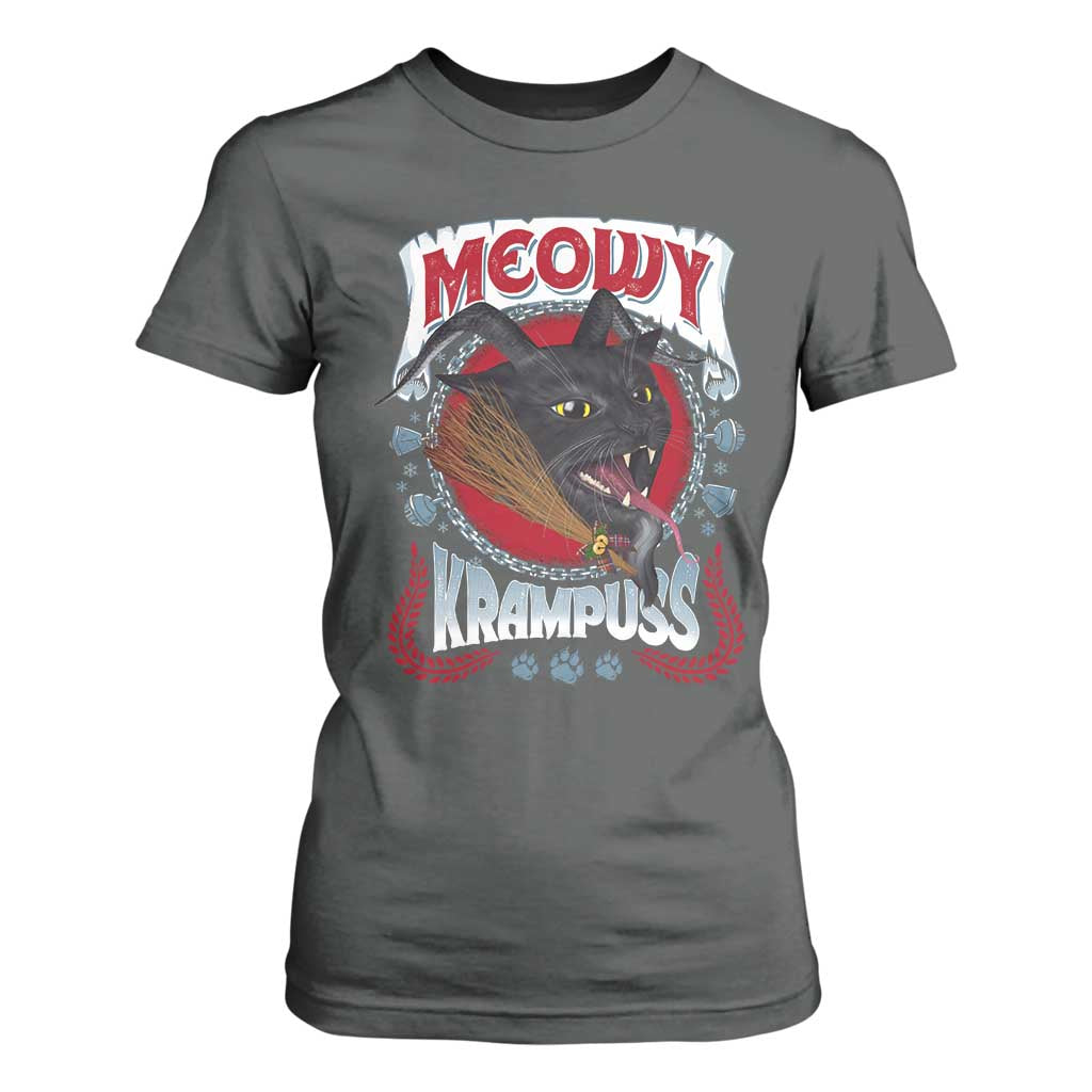 Christmas Krampus Cat T Shirt For Women Meowy Krampuss Black Cat TS09 Dark Heather Print Your Wear
