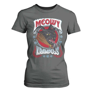 Christmas Krampus Cat T Shirt For Women Meowy Krampuss Black Cat TS09 Dark Heather Print Your Wear