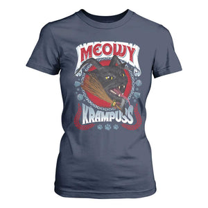 Christmas Krampus Cat T Shirt For Women Meowy Krampuss Black Cat TS09 Navy Print Your Wear