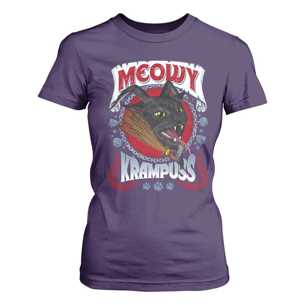 Christmas Krampus Cat T Shirt For Women Meowy Krampuss Black Cat TS09 Purple Print Your Wear
