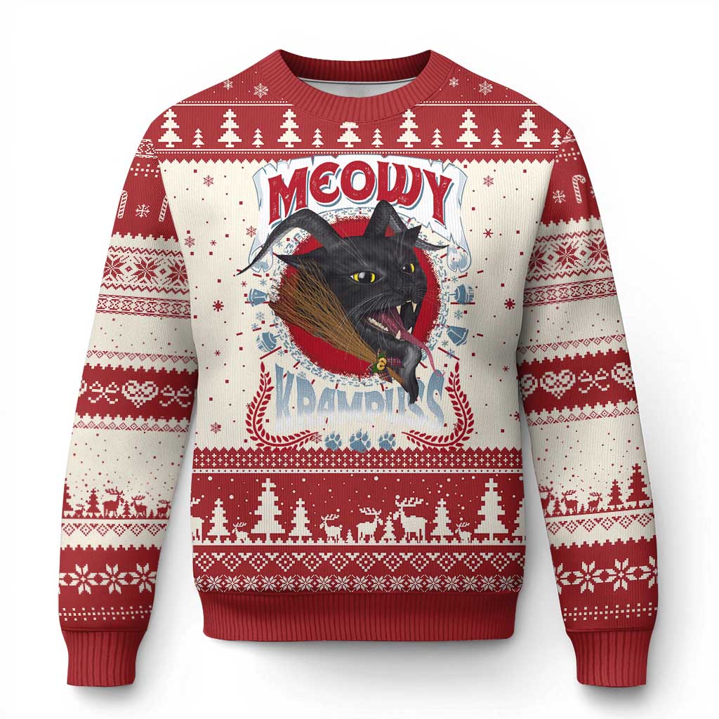 Xmas Krampus Cat Ugly Christmas Sweater Meowy Krampuss Black Cat TS09 Red Print Your Wear
