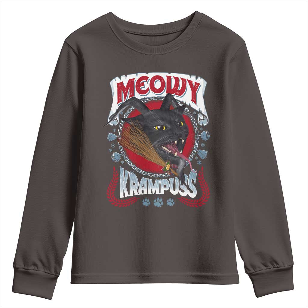 Christmas Krampus Cat Youth Sweatshirt Meowy Krampuss Black Cat TS09 Dark Chocolate Print Your Wear