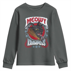 Christmas Krampus Cat Youth Sweatshirt Meowy Krampuss Black Cat TS09 Dark Heather Print Your Wear