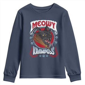 Christmas Krampus Cat Youth Sweatshirt Meowy Krampuss Black Cat TS09 Navy Print Your Wear