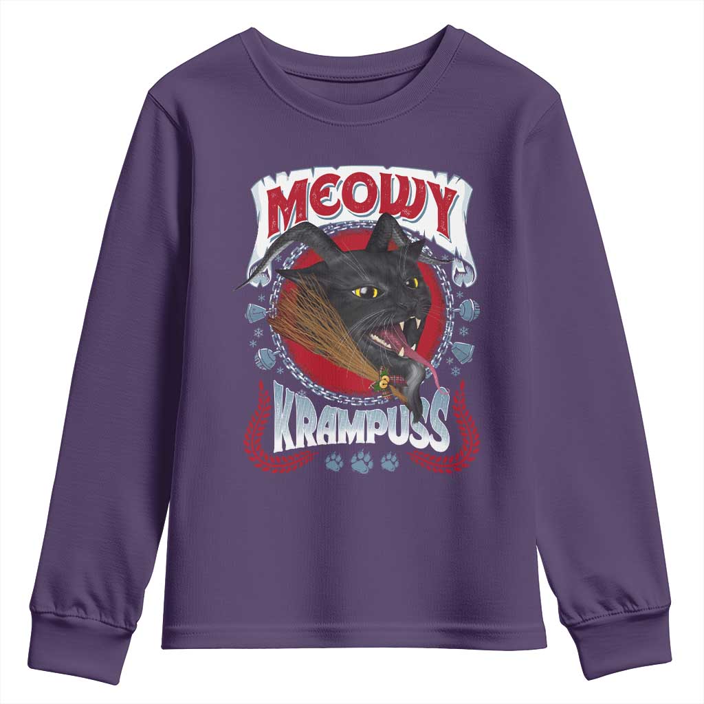Christmas Krampus Cat Youth Sweatshirt Meowy Krampuss Black Cat TS09 Purple Print Your Wear