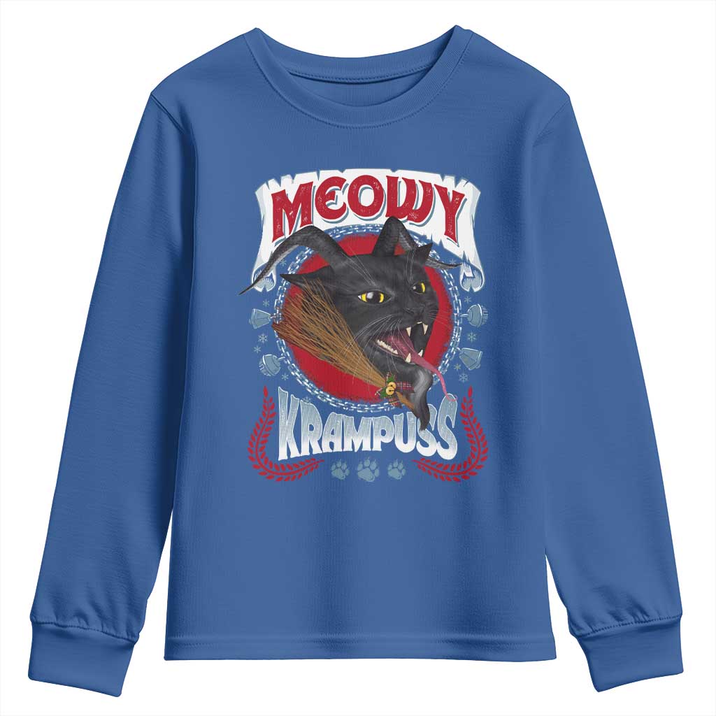 Christmas Krampus Cat Youth Sweatshirt Meowy Krampuss Black Cat TS09 Royal Blue Print Your Wear