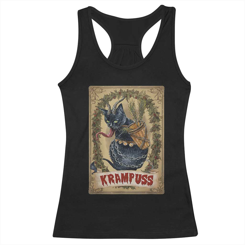 Krampus Cat Racerback Tank Top Krampuss Black Cat Vintage Horror Christmas TS09 Black Print Your Wear