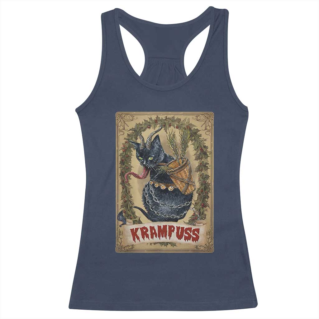 Krampus Cat Racerback Tank Top Krampuss Black Cat Vintage Horror Christmas TS09 Navy Print Your Wear