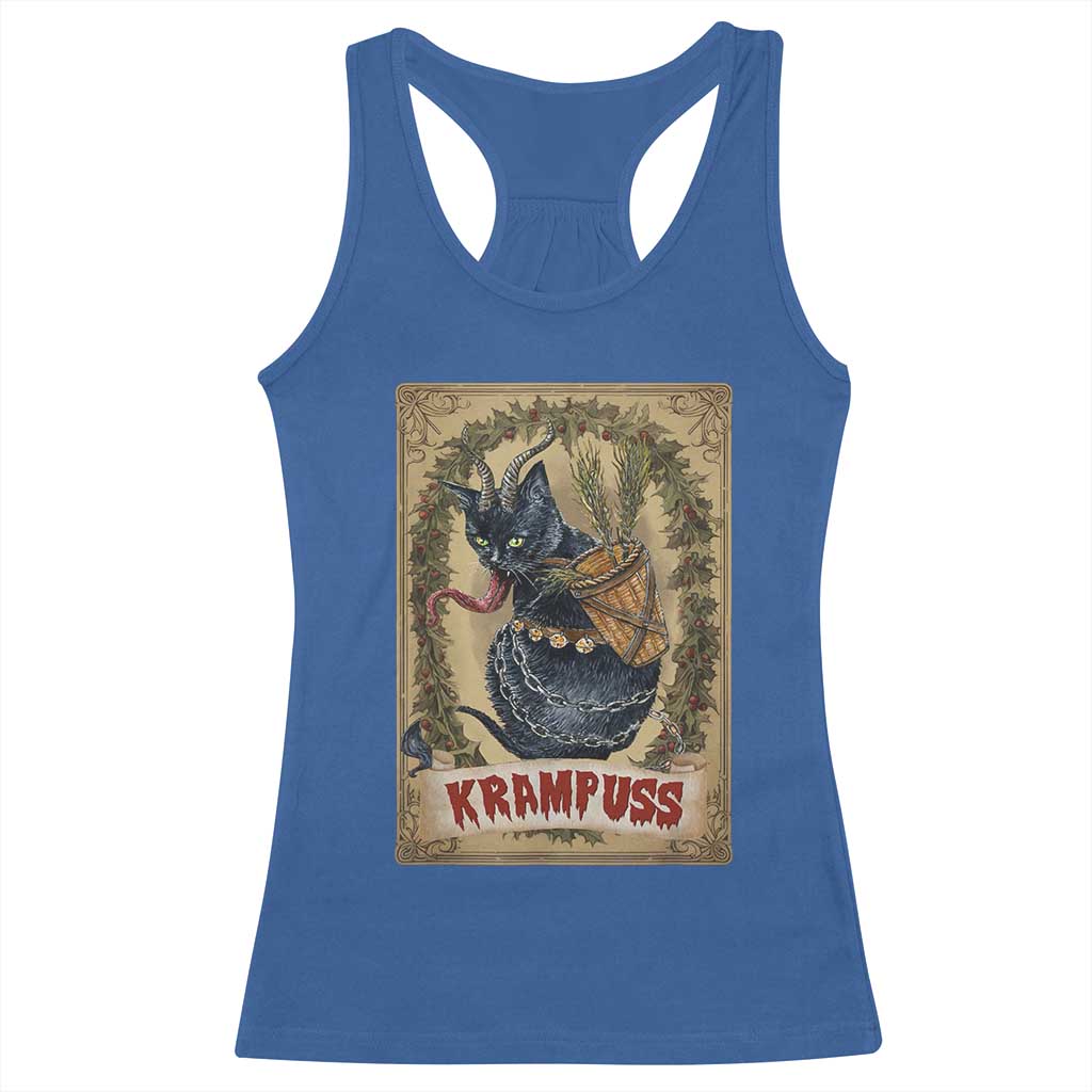 Krampus Cat Racerback Tank Top Krampuss Black Cat Vintage Horror Christmas TS09 Royal Blue Print Your Wear