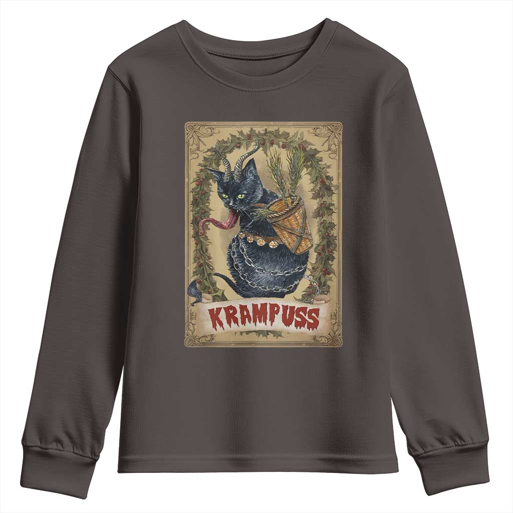 Krampus Cat Youth Sweatshirt Krampuss Black Cat Vintage Horror Christmas TS09 Dark Chocolate Print Your Wear