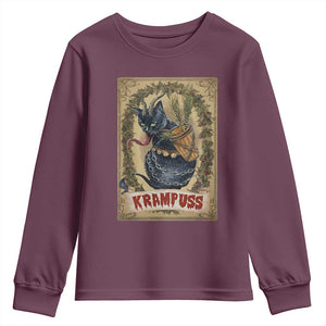 Krampus Cat Youth Sweatshirt Krampuss Black Cat Vintage Horror Christmas TS09 Maroon Print Your Wear