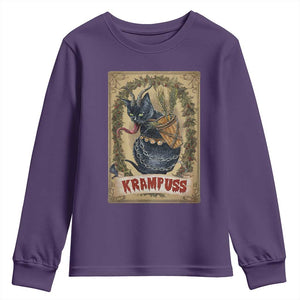 Krampus Cat Youth Sweatshirt Krampuss Black Cat Vintage Horror Christmas TS09 Purple Print Your Wear