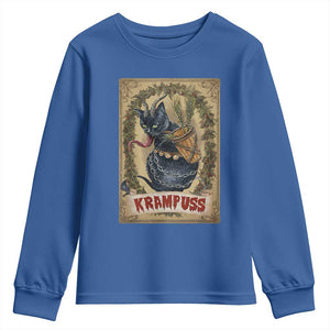 Krampus Cat Youth Sweatshirt Krampuss Black Cat Vintage Horror Christmas TS09 Royal Blue Print Your Wear