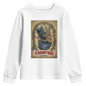 Krampus Cat Youth Sweatshirt Krampuss Black Cat Vintage Horror Christmas TS09 White Print Your Wear