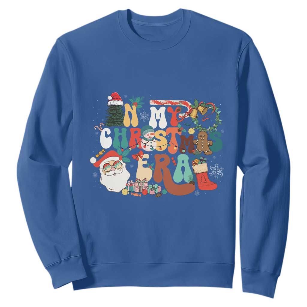 In My Christmas Era Retro Groovy Sweatshirt TS09 Royal Blue Print Your Wear