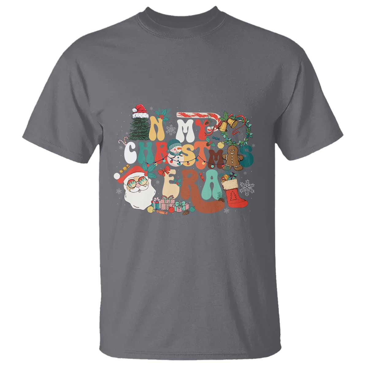 In My Christmas Era Retro Groovy T Shirt TS09 Charcoal Print Your Wear