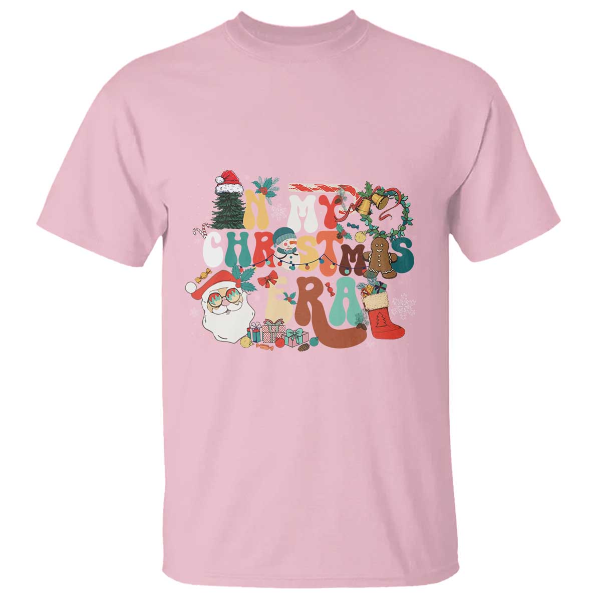 In My Christmas Era Retro Groovy T Shirt TS09 Light Pink Print Your Wear